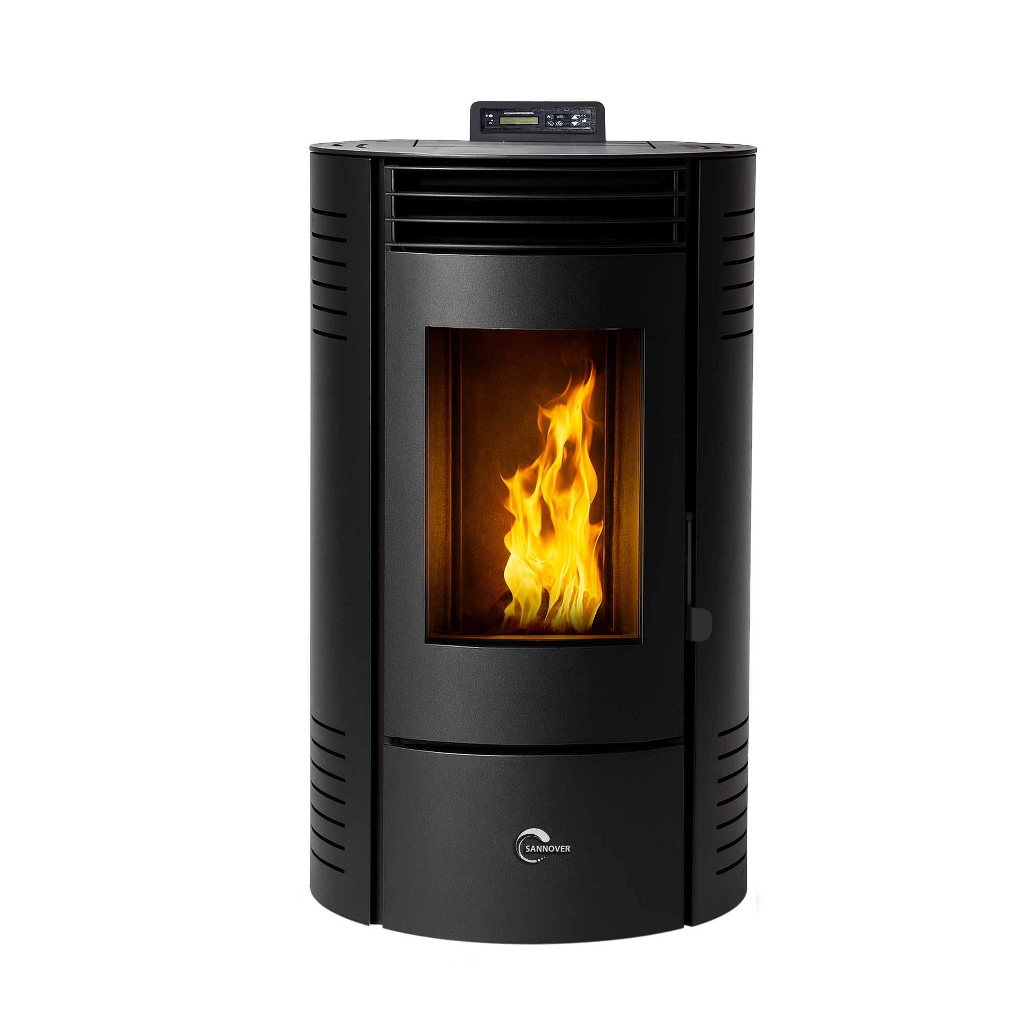 Poêle à granulés étanche Azora 11,6 kW Noir Sannover + Kit d'installation