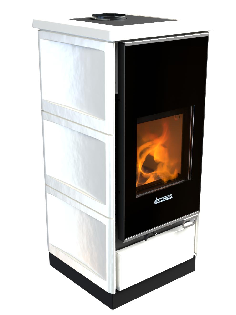Poêle à bois ventilé raccordable - LINCAR Elodie Ceramic 9.6 kW