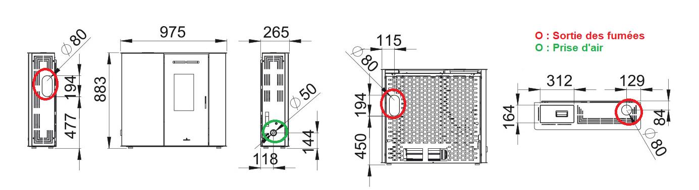 Poêle à granulés extra-plat - BRONPI Lupe 8 kW