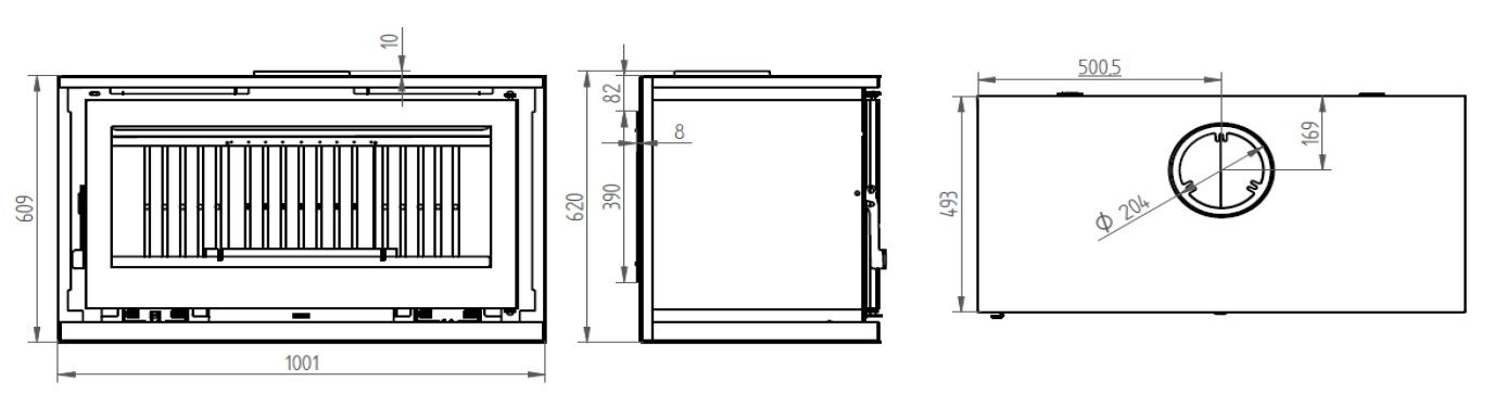 Poêle à bois ventilé suspendu - FIREMATIC Toronto - L 13.3 kW