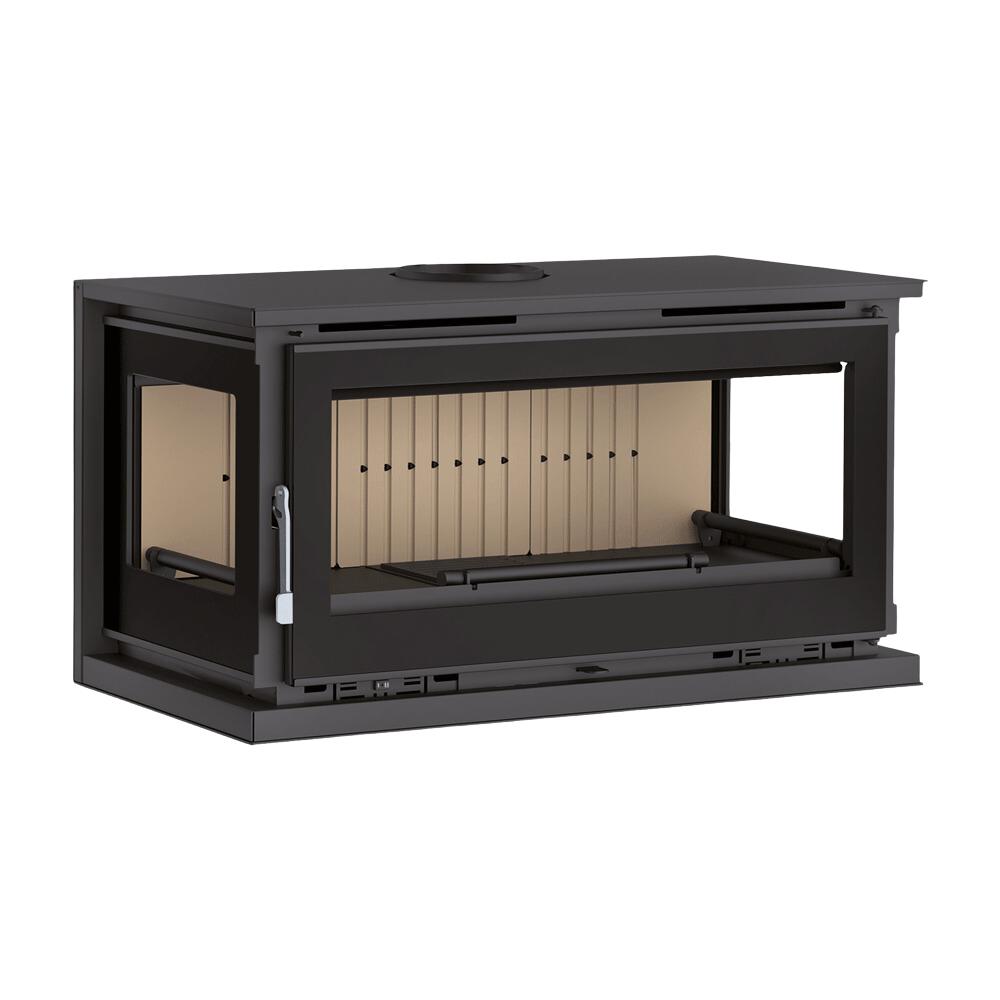 Poêle à bois ventilé raccordable 3 vitres suspendu - FIREMATIC Calgary - L 13.3 kW