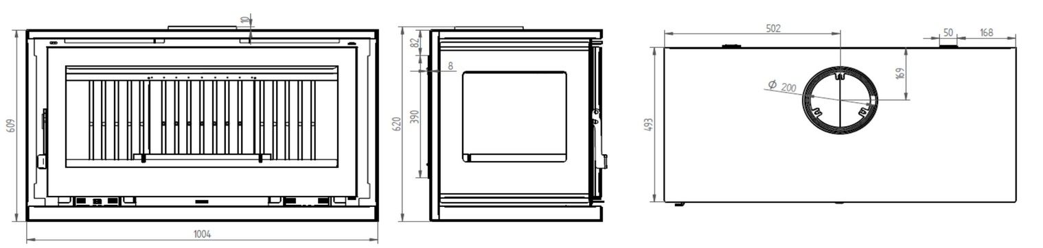 Poêle à bois ventilé raccordable 3 vitres suspendu - FIREMATIC Calgary - L 13.3 kW