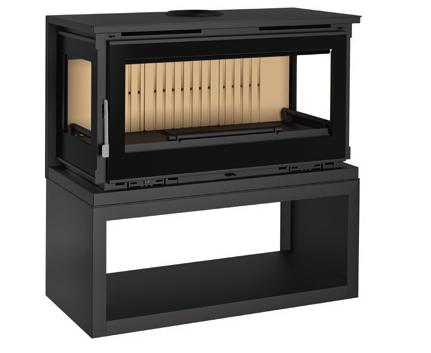 Poêle à bois ventilé 3 vitres avec bûcher - FIREMATIC Calgary - L 13.5 kW