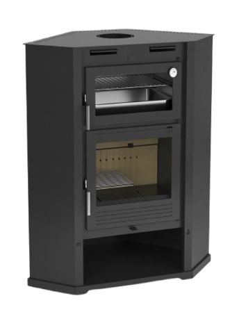 Poêle à bois d'angle ventilé avec four - FIREMATIC Flint 9.5 kW