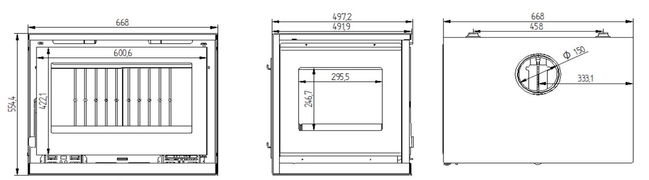 Poêle à bois 3 vitres ventilé raccordable suspendu - FIREMATIC Calgary - S 12.5 kW