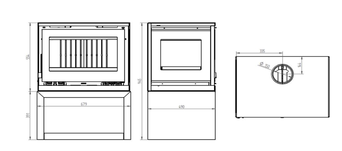Poêle à bois ventilé 3 vitres avec bûcher - FIREMATIC Calgary - S 12.5 kW