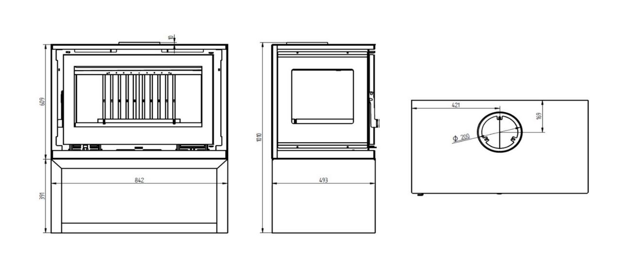 Poêle à bois ventilé 3 vitres avec bûcher - FIREMATIC Calgary - M 13 kW