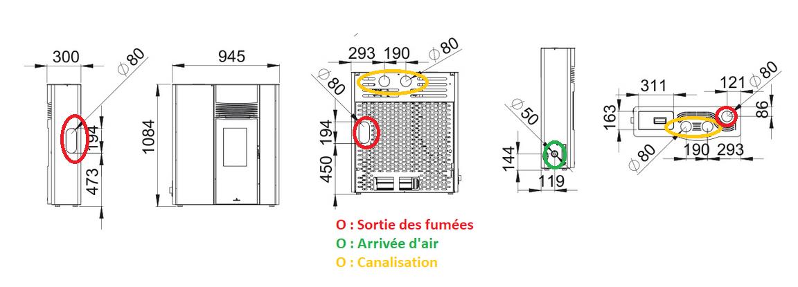 Poêle à granulés extra-plat option canalisable - BRONPI Olivia 11 kW