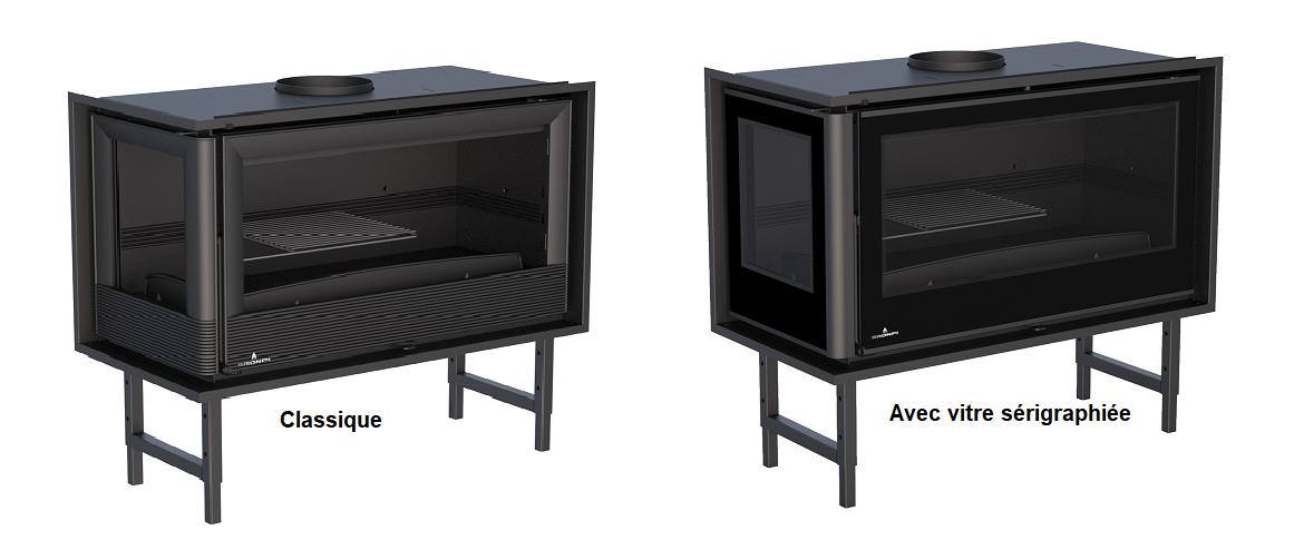 Insert à bois 2 vitres ventilé canalisable - BRONPI Paris 90 EI 13 kW
