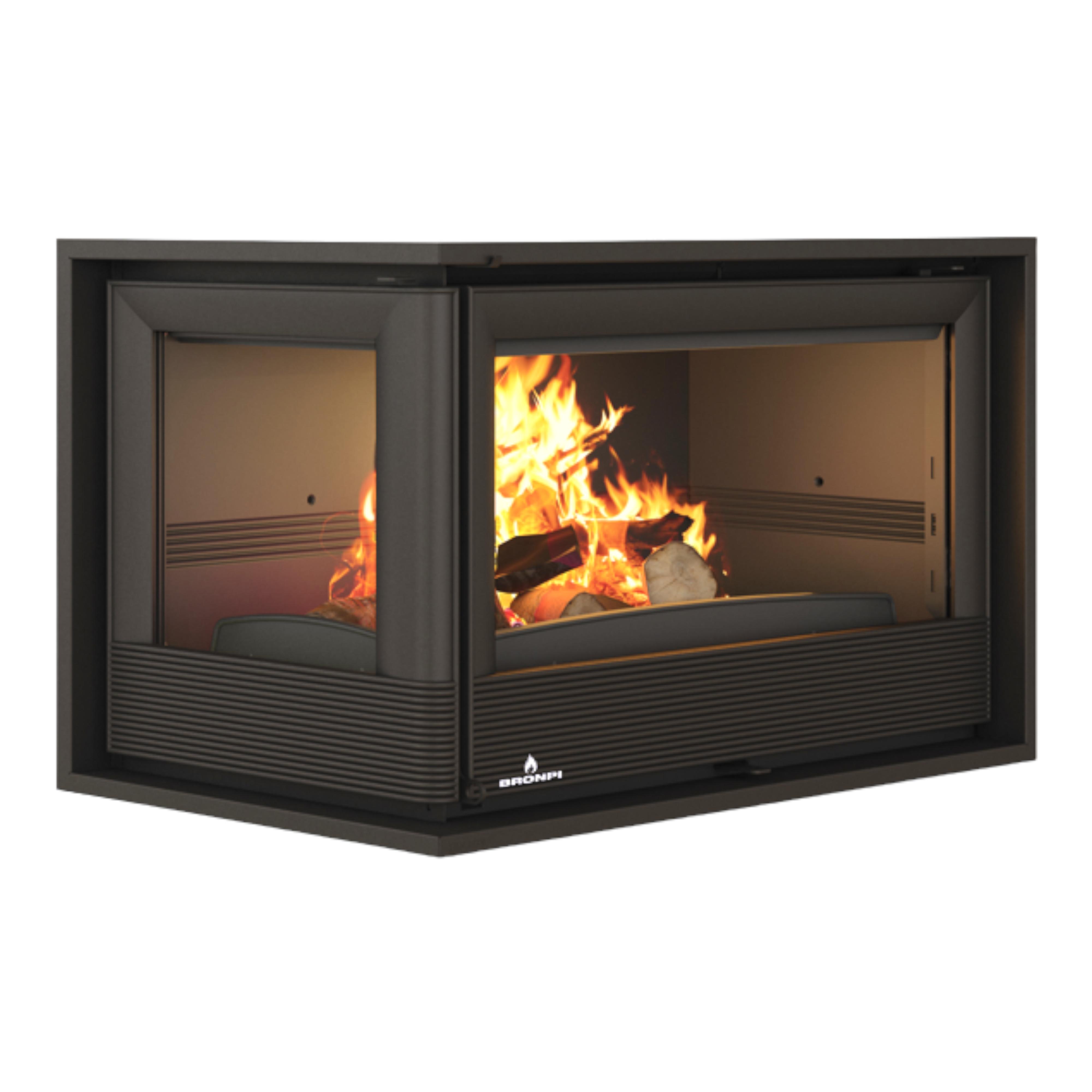 Insert à bois 2 vitres ventilé canalisable - BRONPI Paris 90 EI 13 kW