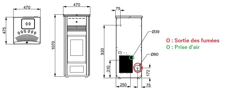Poêle à granules en céramique - ORIGINE PHEBO Gea 5S-XL 7.5 kW