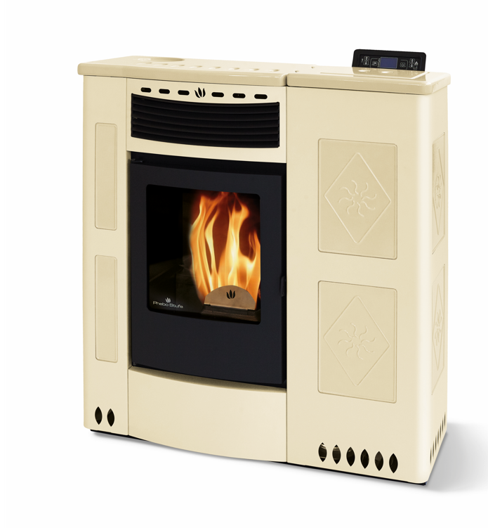 Poêle à granules extra-plat céramique - ORIGINE PHEBO Iris 11.5 kW