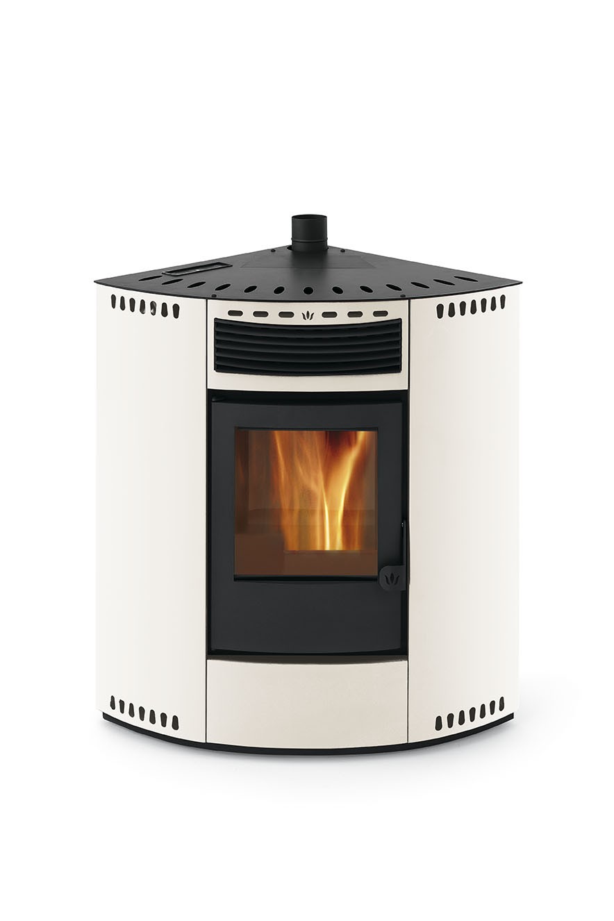 Poêle à granules d'angle - ORIGINE PHEBO Asia 12.7 kW