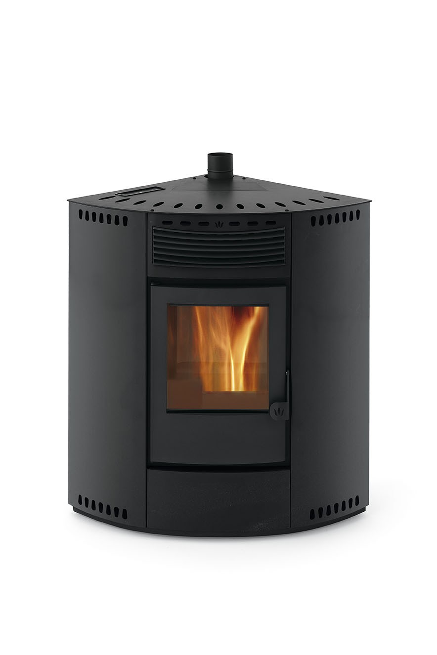 Poêle à granules d'angle - ORIGINE PHEBO Asia 12.7 kW