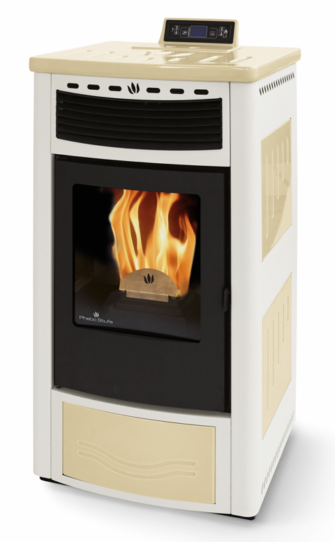Poêle à granules en céramique - ORIGINE PHEBO Maia Bicolore 12.7 kW