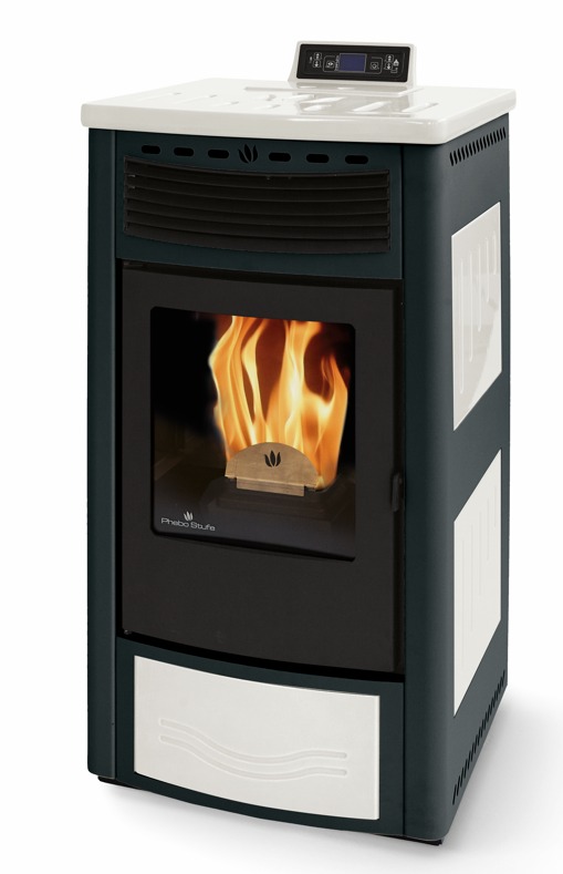 Poêle à granules en céramique - ORIGINE PHEBO Maia Bicolore 12.7 kW