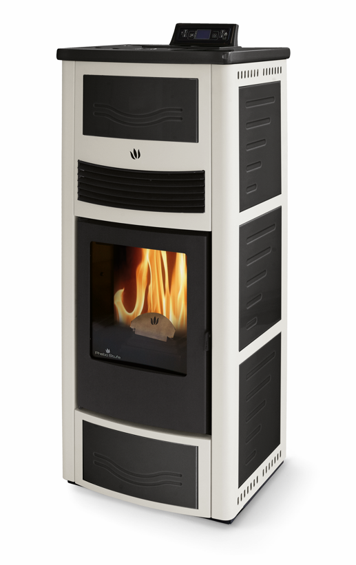 Poêle à granules en céramique - ORIGINE PHEBO Calipso Bicolore 12.7 kW