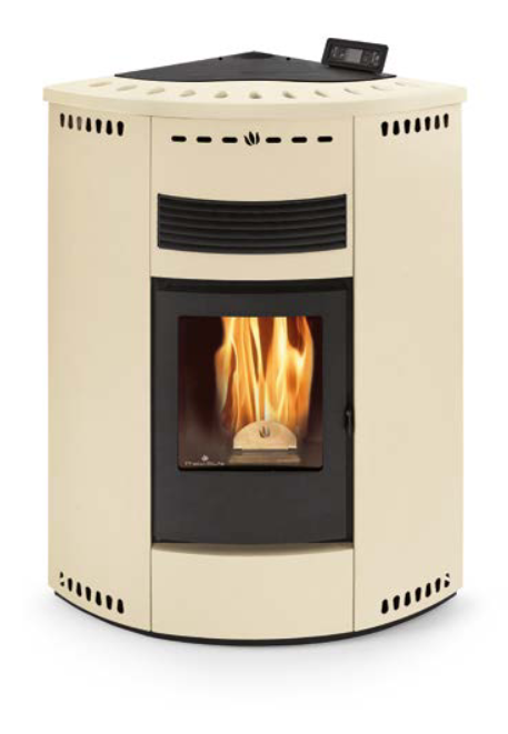 Poêle à granules d'angle canalisable - ORIGINE PHEBO Asia MAXI 12.7 kW