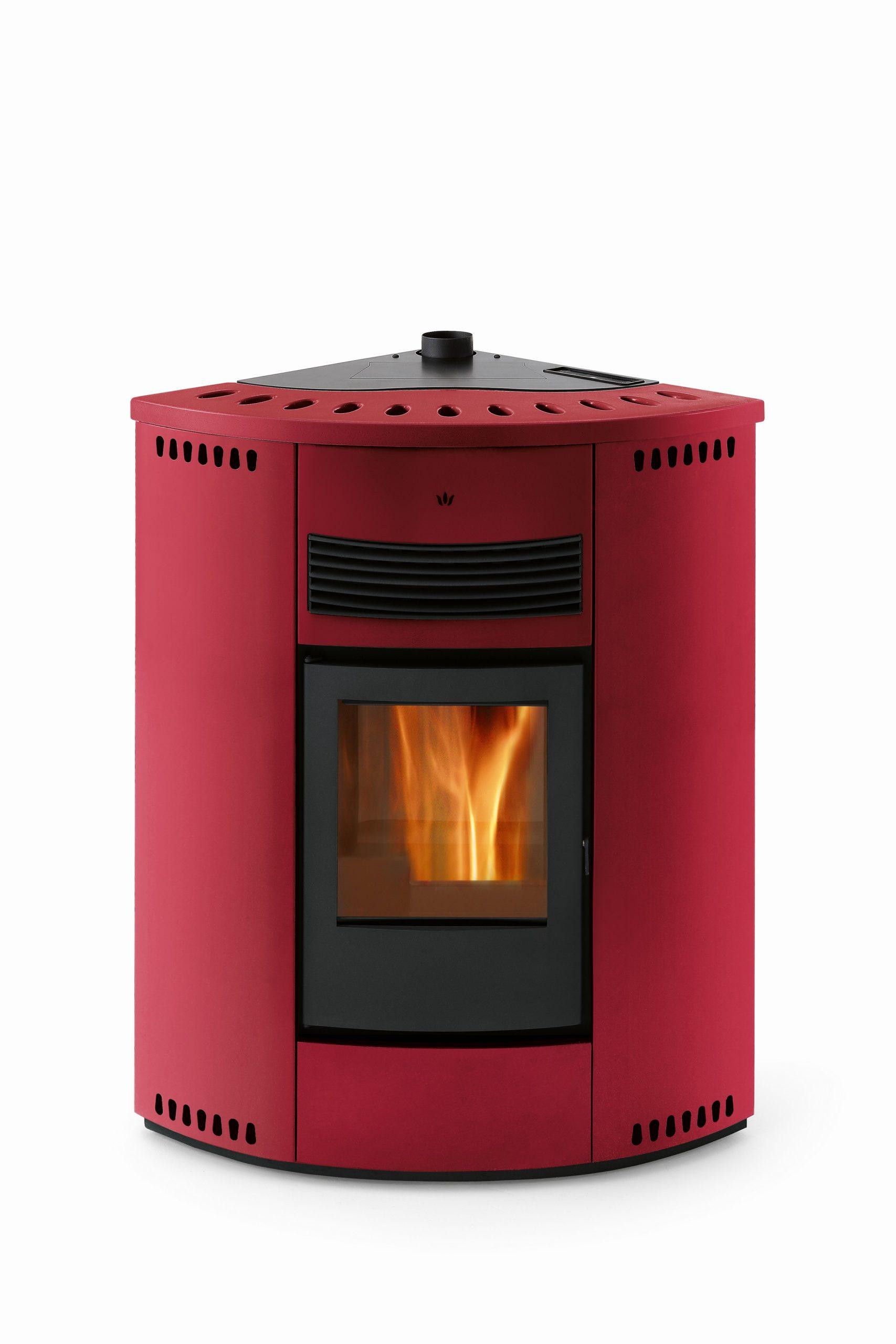 Poêle à granules d'angle canalisable - ORIGINE PHEBO Asia MAXI 12.7 kW