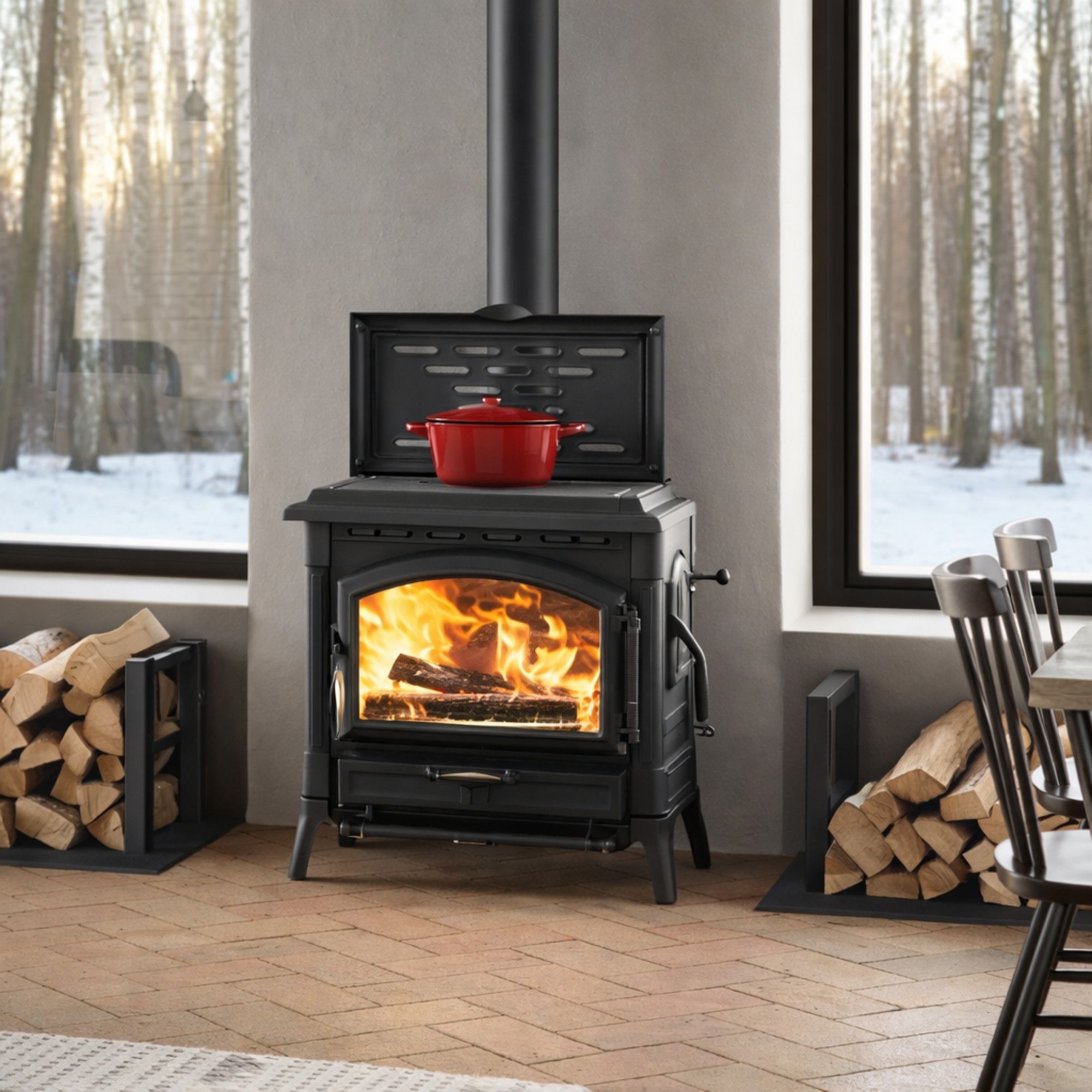 Poêle à bois en fonte - LA NORDICA Isotta con cerchi LEAN 9.3 kW