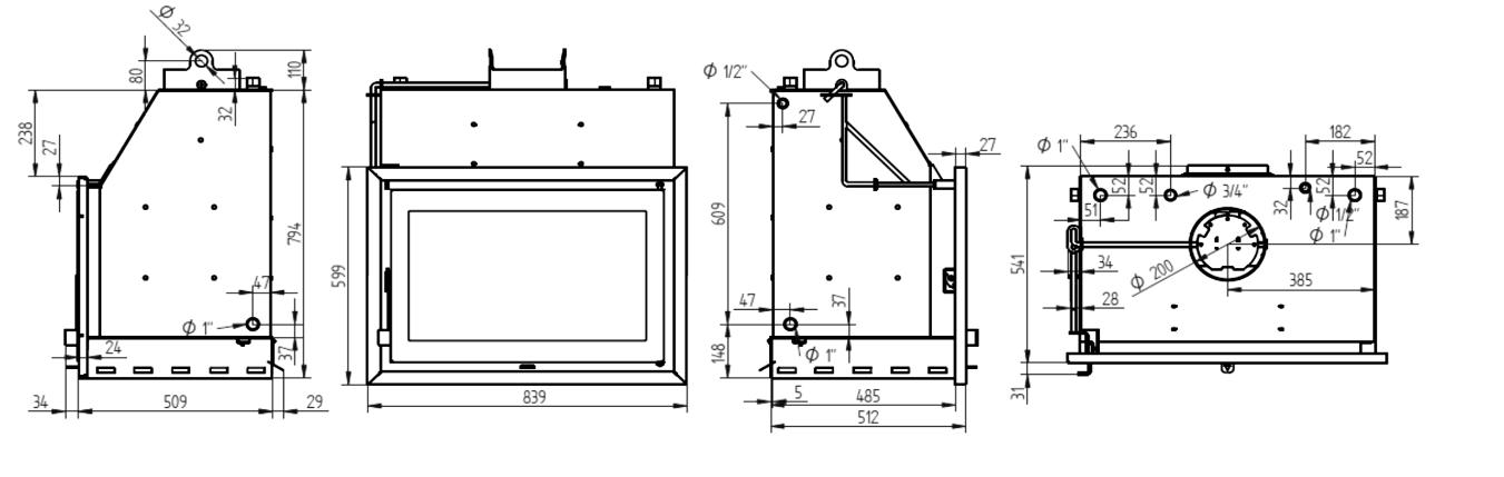 Insert à bois chauffage central - FIREMATIC HIDRO-80 19 kW
