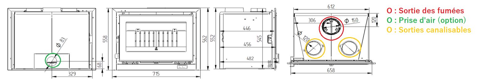 Insert à bois ventilé - FIREMATIC Waco fonte 12.6 kW