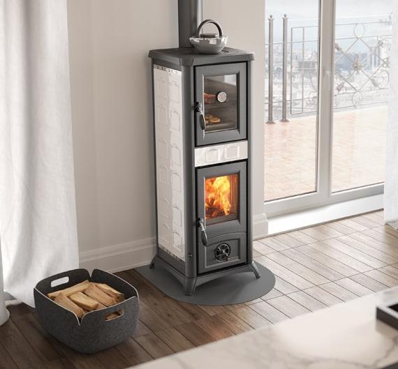Poêle à bois avec four - LA NORDICA Gemma Forno 5.0 Ceramica Bordeaux 7.3 kW