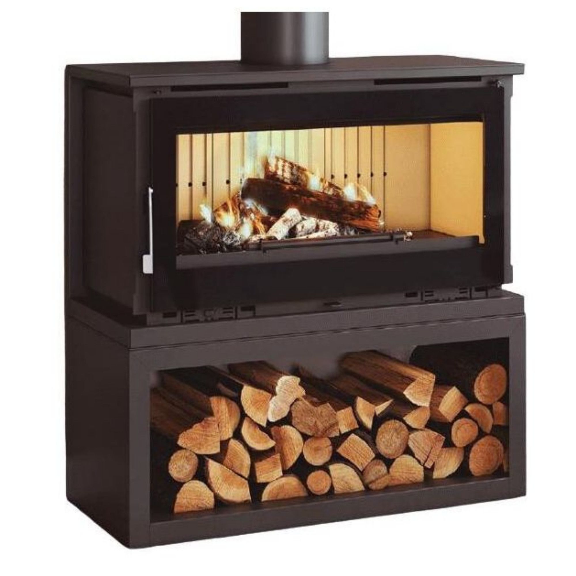 Poêle à bois raccordable avec bûcher - FIREMATIC Toronto - S 12.6 kW