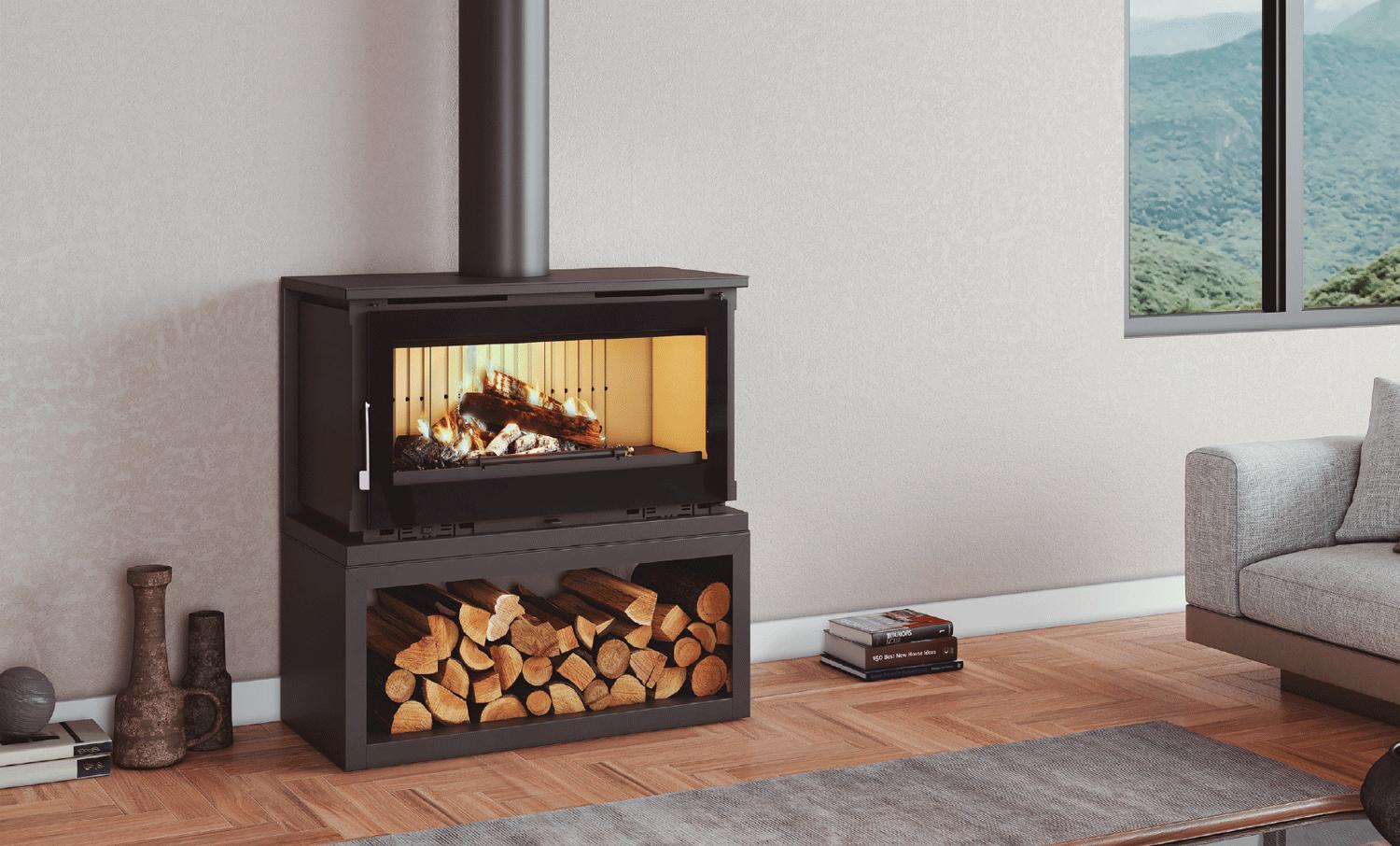 Poêle à bois raccordable avec bûcher - FIREMATIC Toronto - S 12.6 kW