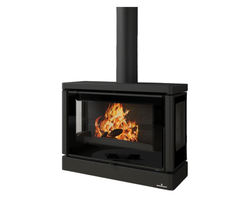 Poêle à bois suspendu raccordable ventilé 3 vitres - BRONPI Versailles - C 10 kW