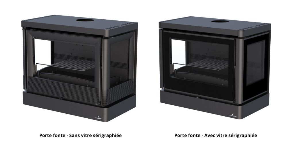 Poêle à bois suspendu raccordable ventilé 3 vitres - BRONPI Versailles - C 10 kW