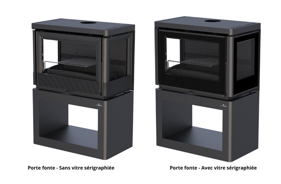Poêle à bois ventilé silencieux raccordable 3 vitres - BRONPI Versailles 10 kW