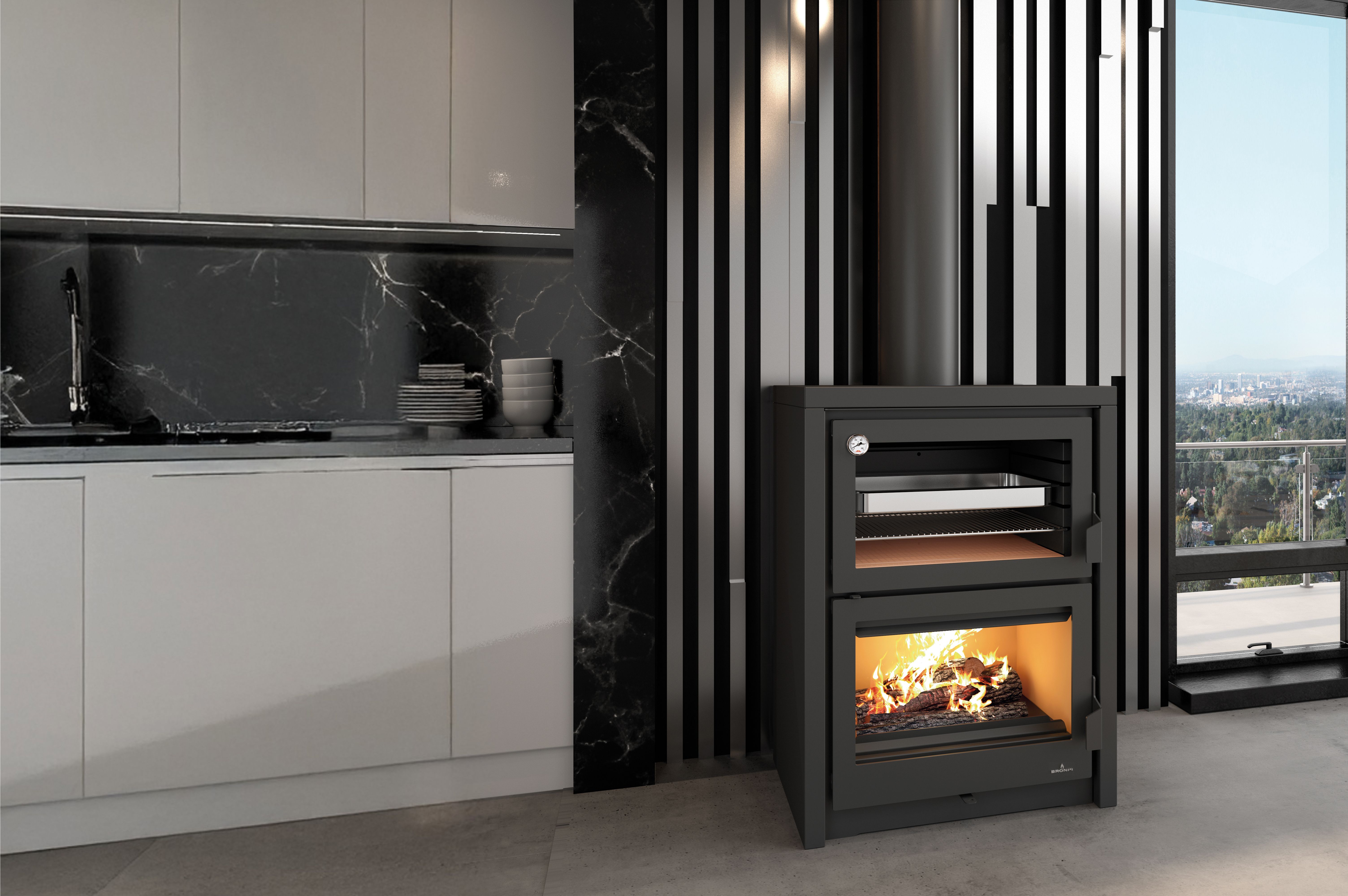 Poêle à bois raccordable avec four - BRONPI Vulcano 14 kW