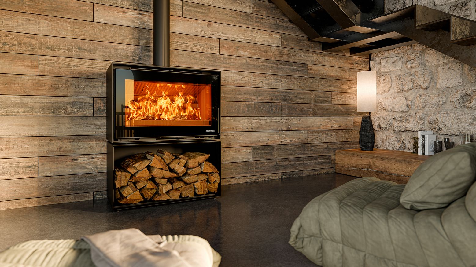 Poêle à bois raccordable - THERMOROSSI Fullmoon 10.6 kW