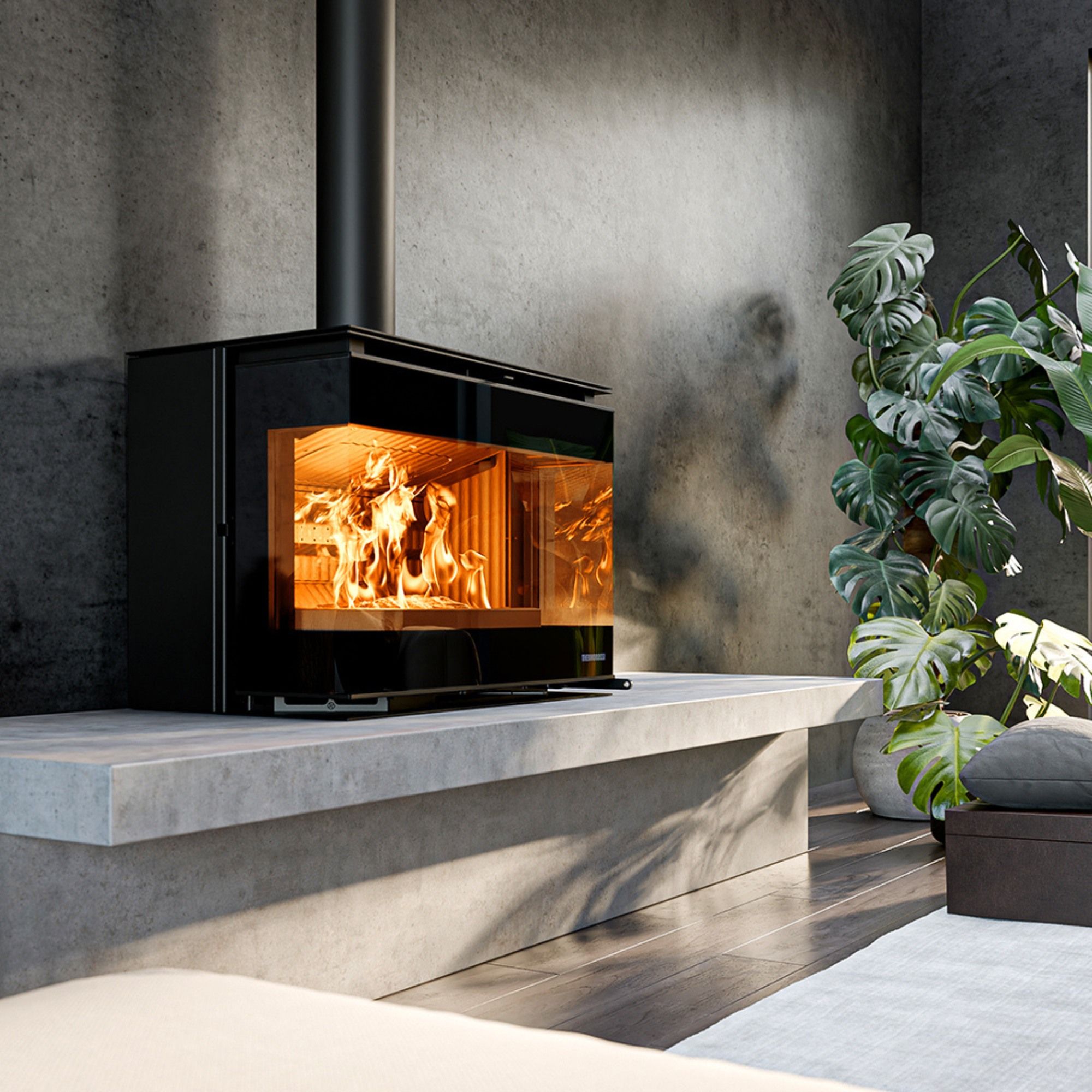 Insert à bois d'angle - THERMOROSSI Panorama Angolare DX 10.6 kW
