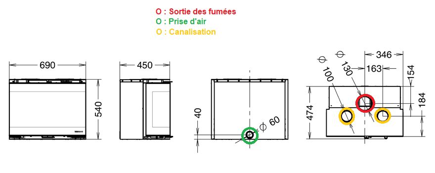 Insert à bois d'angle - THERMOROSSI Panorama Angolare SX 5.7 kW