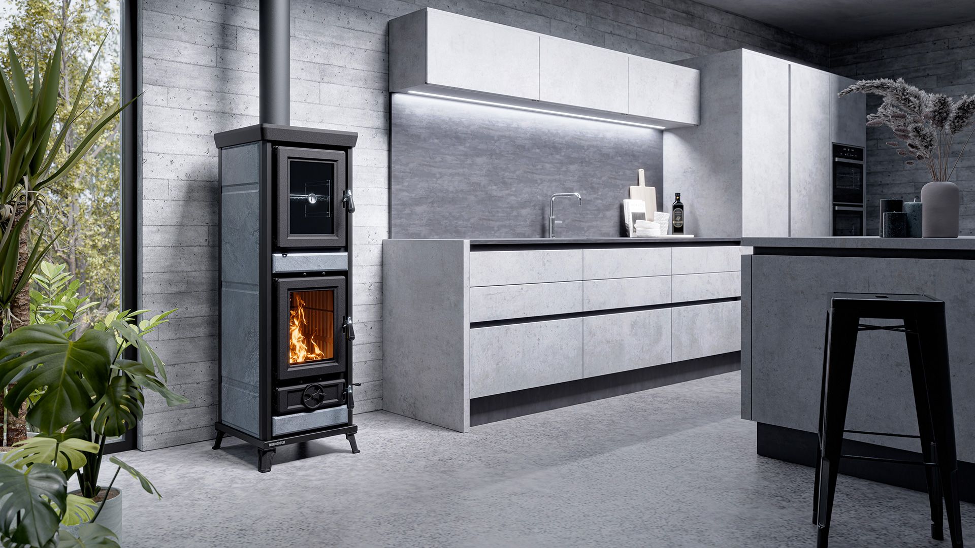 Poêle à bois avec four en pierre - THERMOROSSI Agnese Stone 7.5 kW