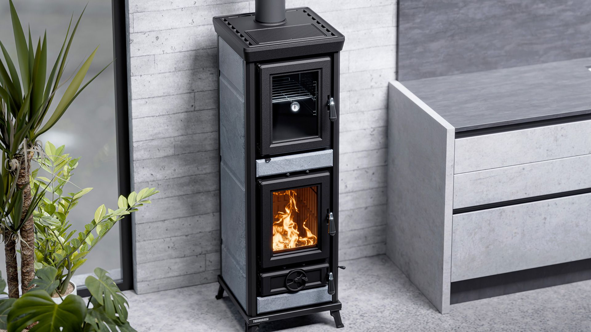 Poêle à bois avec four en pierre - THERMOROSSI Agnese Stone 7.5 kW