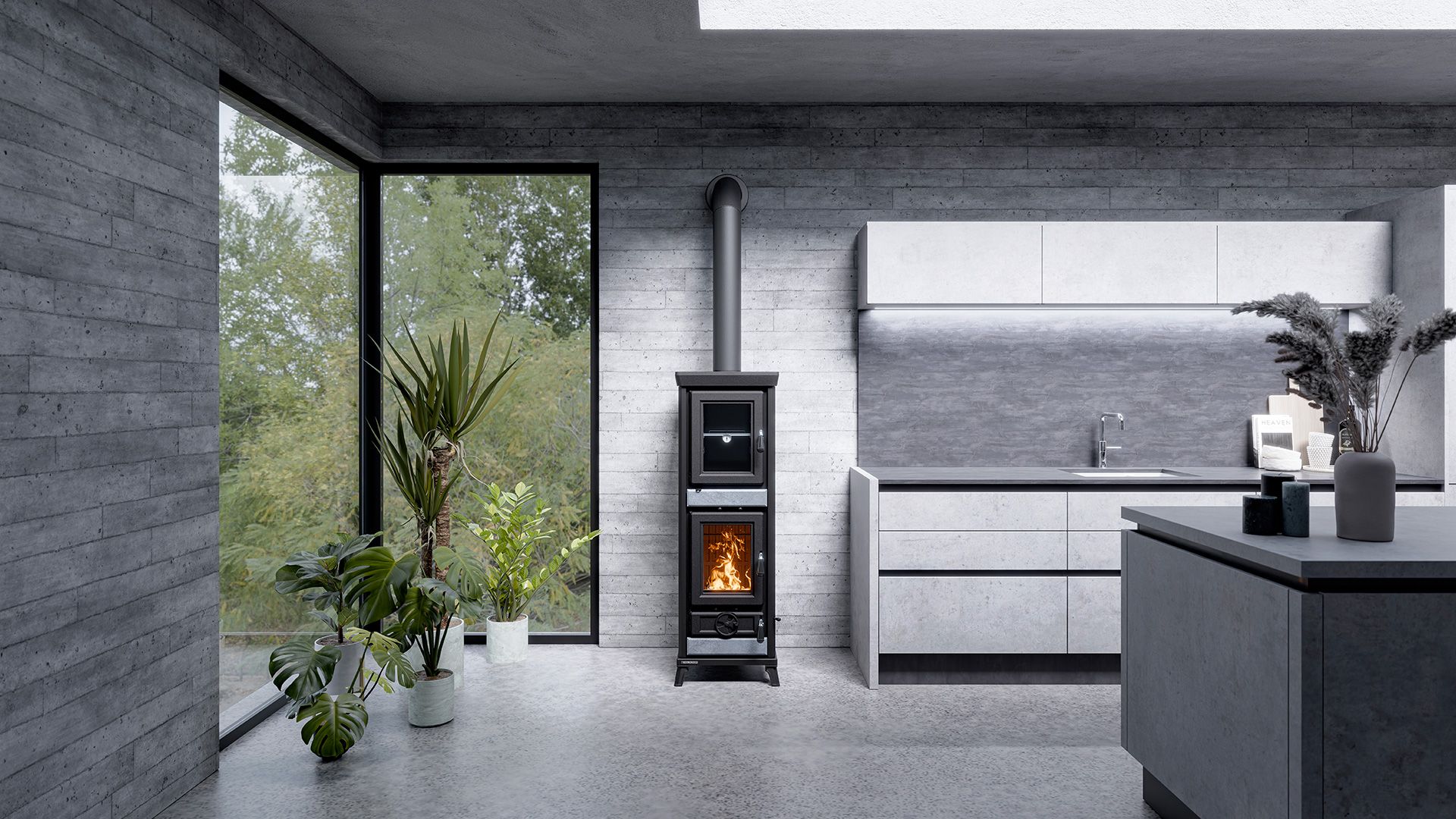 Poêle à bois avec four en pierre - THERMOROSSI Agnese Stone 7.5 kW